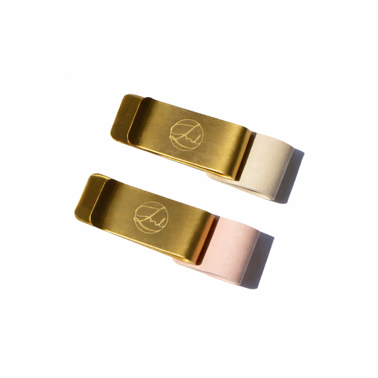 Signature Pen Clip - Premium Leather & Brushed Brass Metal Clip for Planner & Journal - Stylish Stationery Organizer - Universal Fit for Signature Pens & Pencils - Office Desk Accessories