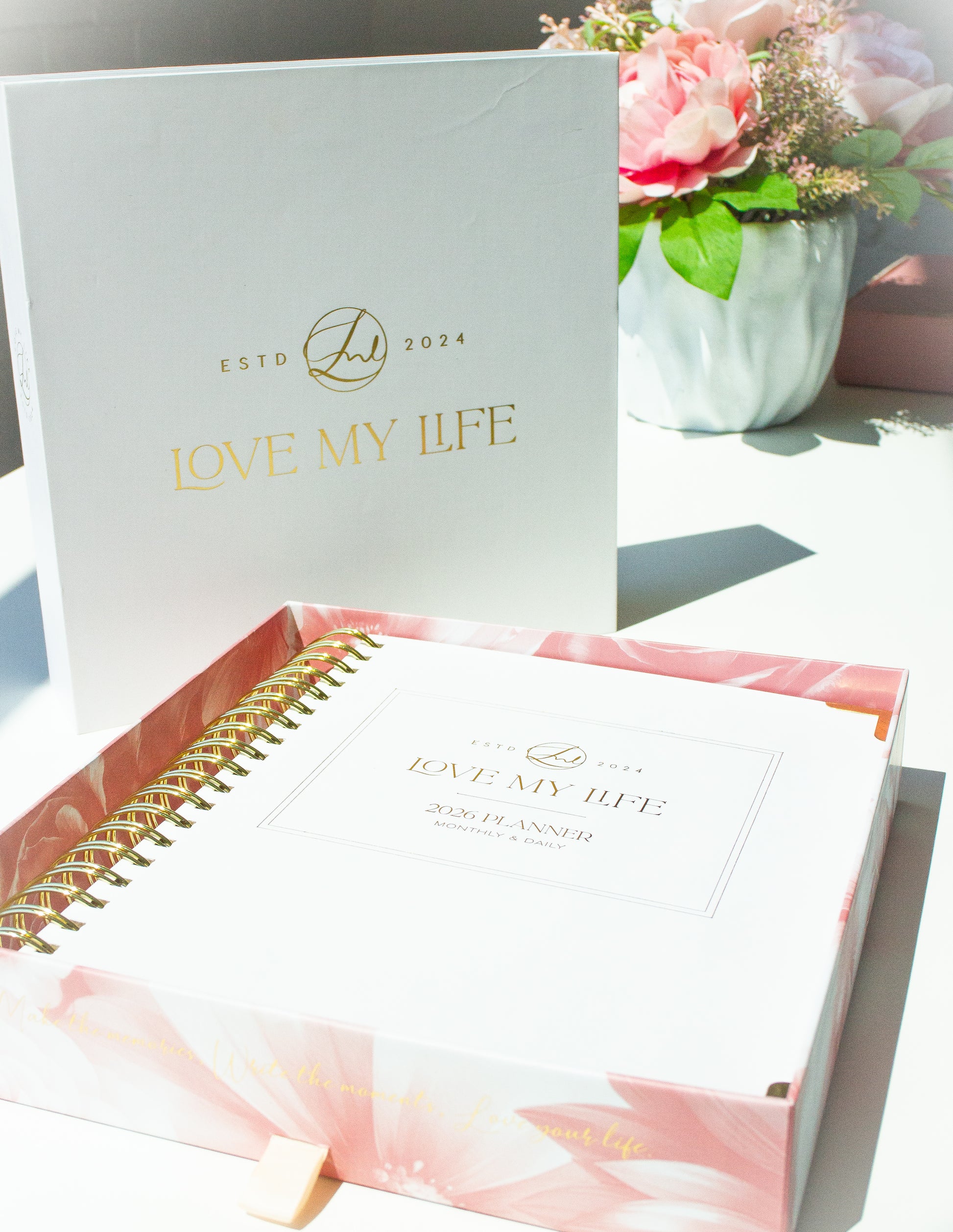 Planner with 'Love My Life' branding on a light background