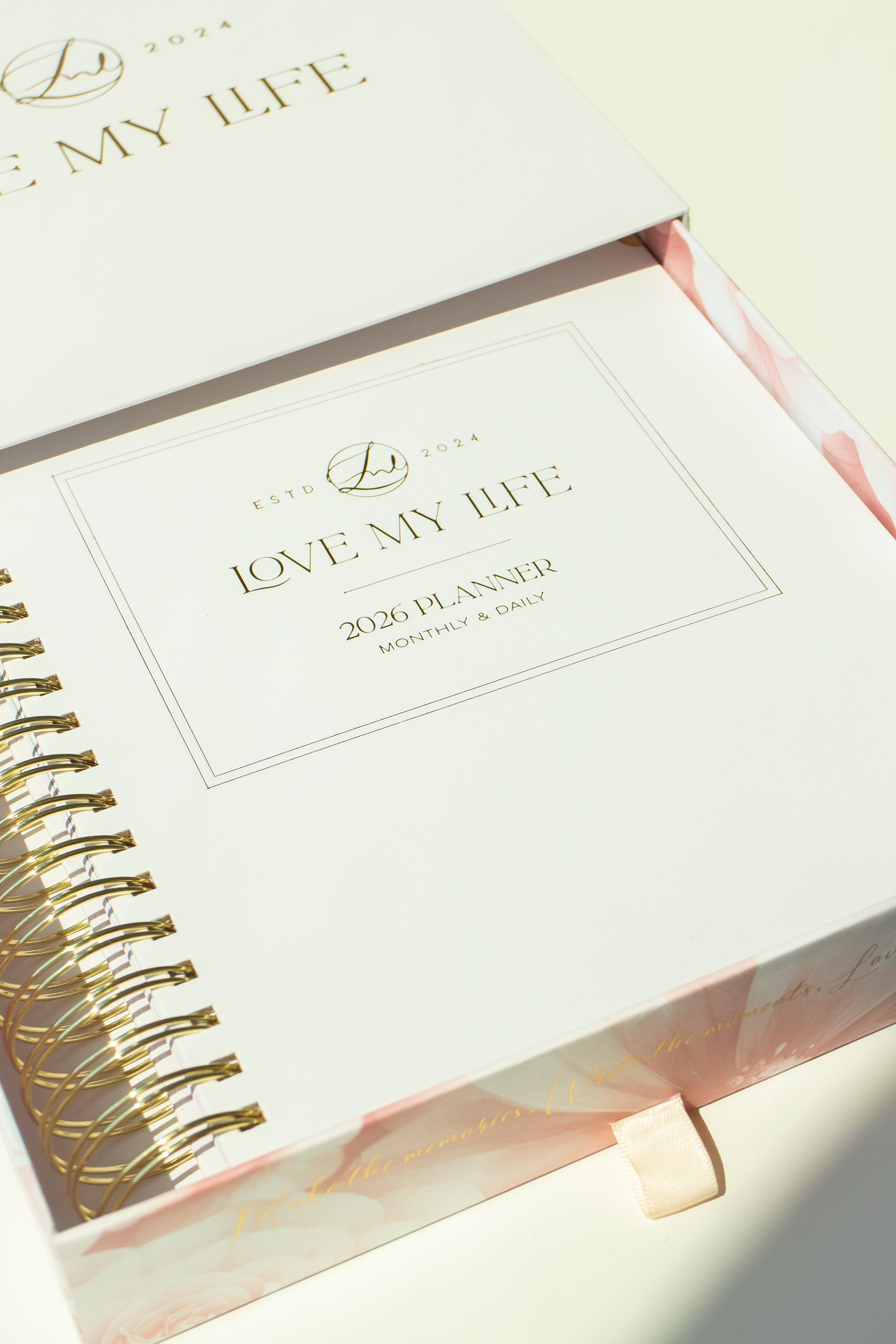 Planner with 'Love My Life' branding on a light background